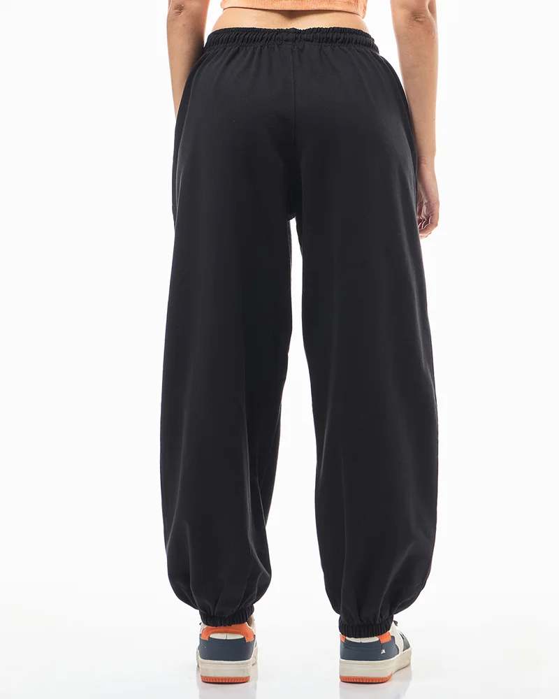 bewakoof  Women's Black Super Loose Fit Joggers for Women | Best Price UAE